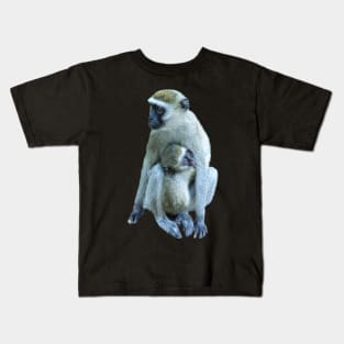 Vervet Monkey Mama with Baby in Kenya / Africa Kids T-Shirt